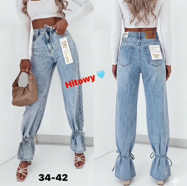 Spodnie damskie jeans Roz 34-42, 1 Kolor Paczka 12 szt