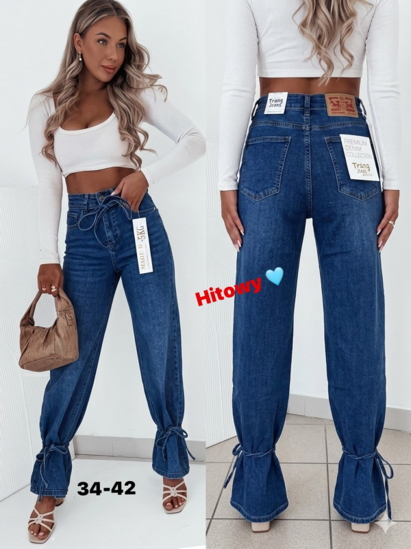Spodnie damskie jeans Roz 34-42, 1 Kolor Paczka 12 szt