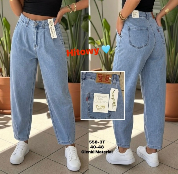 Spodnie damskie jeans Roz 40-48, 1 Kolor Paczka 10 szt
