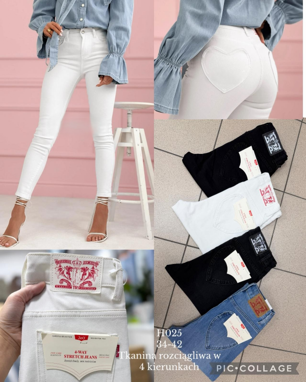 Spodnie damskie jeans Roz 34-42, 1 Kolor Paczka 10 szt