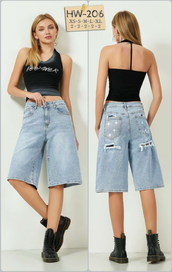 Rybaczki damskie jeansy Roz XS-XL, 1 Kolor Paczka 12 szt