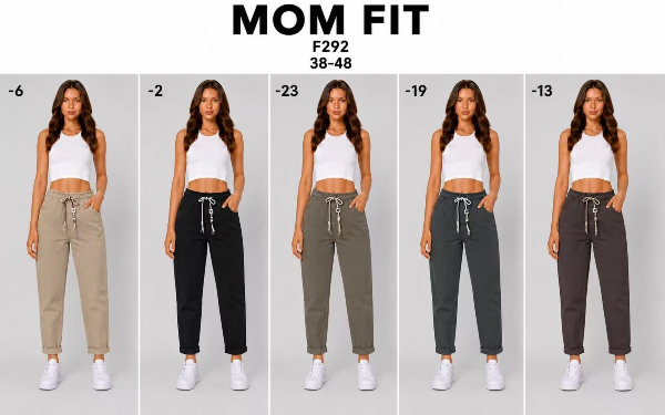 Spodnie damskie jeans Roz 38-48, 1 Kolor Paczka 12 szt