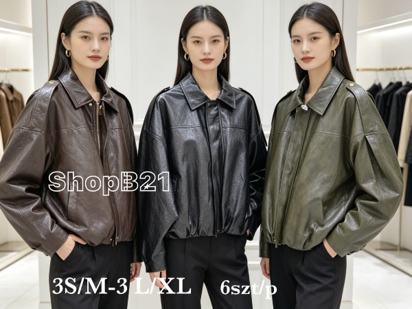 Kurtki damskie skórzana Roz S/M-L/XL , 1 Kolor Paczka 6 szt