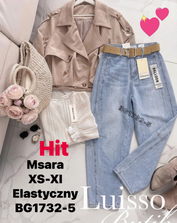 Spodnie damskie jeansy Roz XS-XL, 1 Kolor Paczka 10 szt