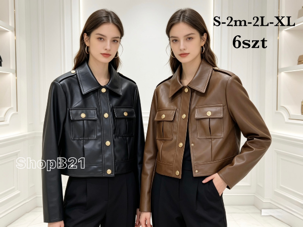 Kurtki damskie skórzana Roz S/M-L/XL , 1 Kolor Paczka 6 szt