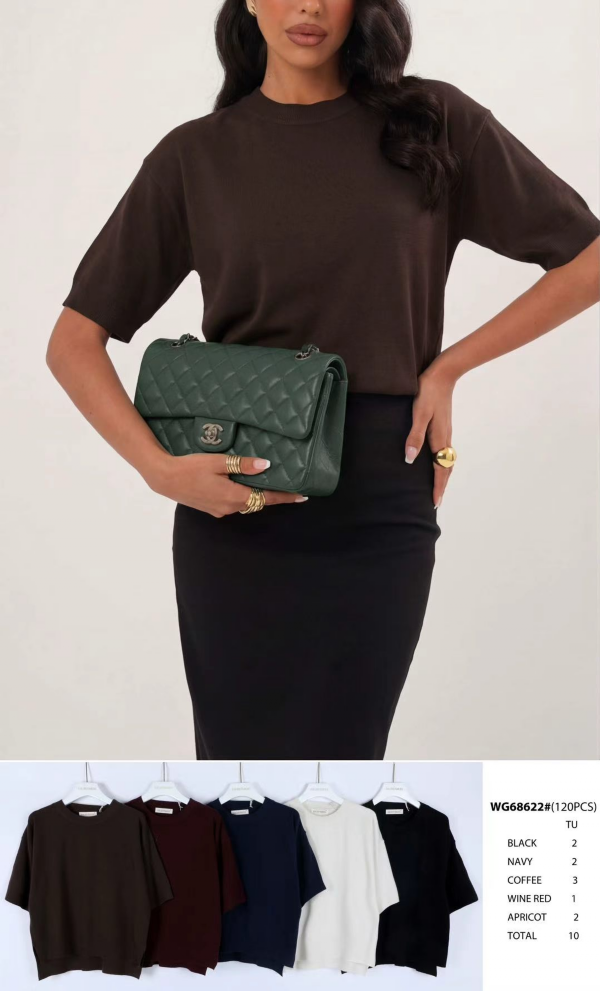 Bluzka damska (Francja produkt) Roz S/M-M/L, Mix Kolor .Paczka 12 szt