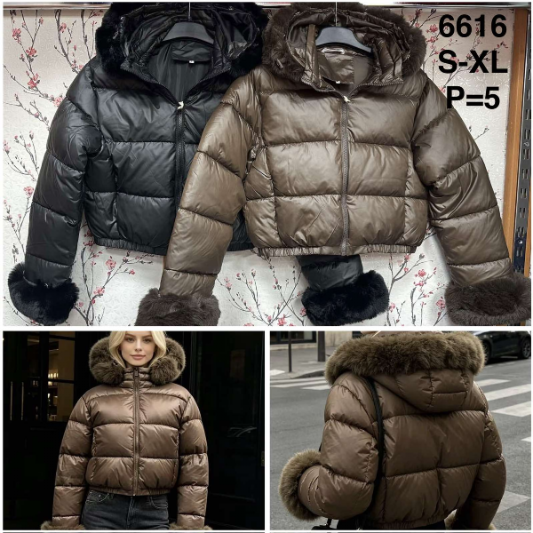 Kurtki damskie zimowe Roz S-XL, 1 Kolor Paczka 5 szt