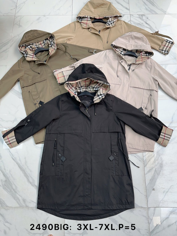 Kurtki damskie cienki Roz 3XL-7XL, 1 Kolor Paczka 5 szt