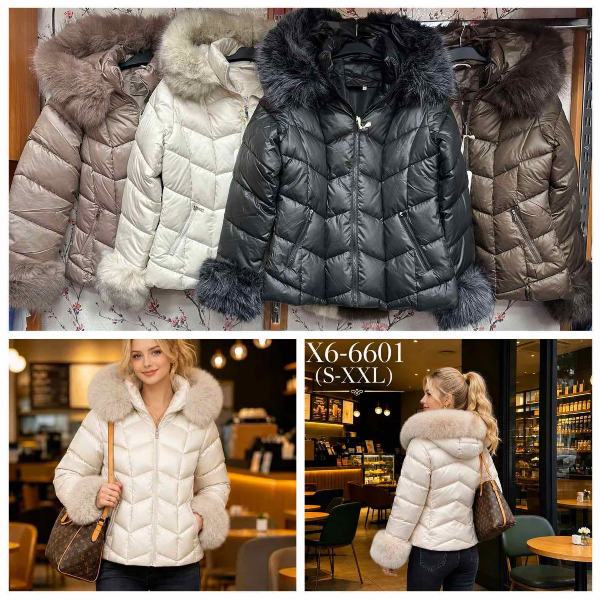 Kurtki damskie zimowe Roz S-XL, 1 Kolor Paczka 5 szt