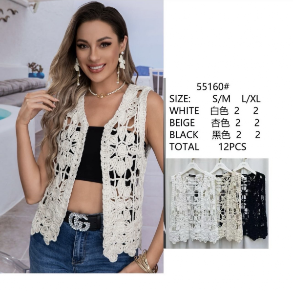 Bluzki damskie ażurowe Roz S/M-L/XL, Mix Kolor Paczka 12 szt