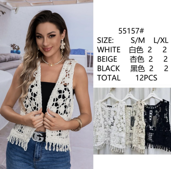 Bluzki damskie ażurowe Roz S/M-L/XL, Mix Kolor Paczka 12 szt