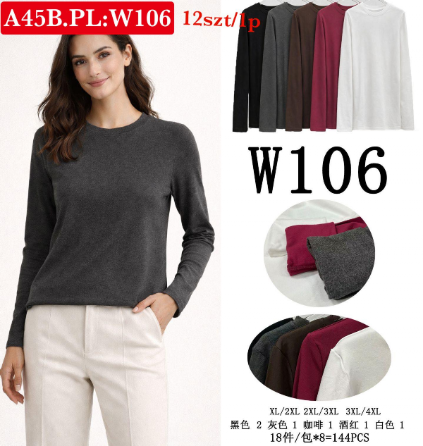 Bluzki damskie Roz XL-4XL, Mix Kolor Paczka 12 szt