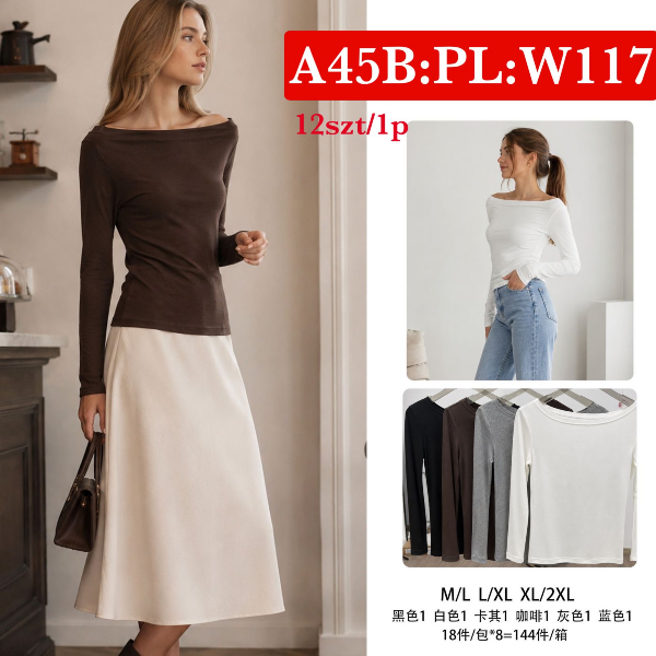 Bluzki damskie Roz M-2XL, Mix Kolor Paczka 12 szt