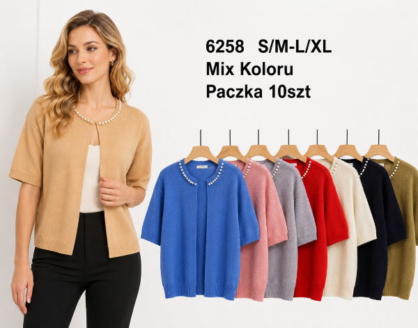 Narzutka damska Roz S/M-L/XL, Mix Kolor .Paczka 10 szt.
