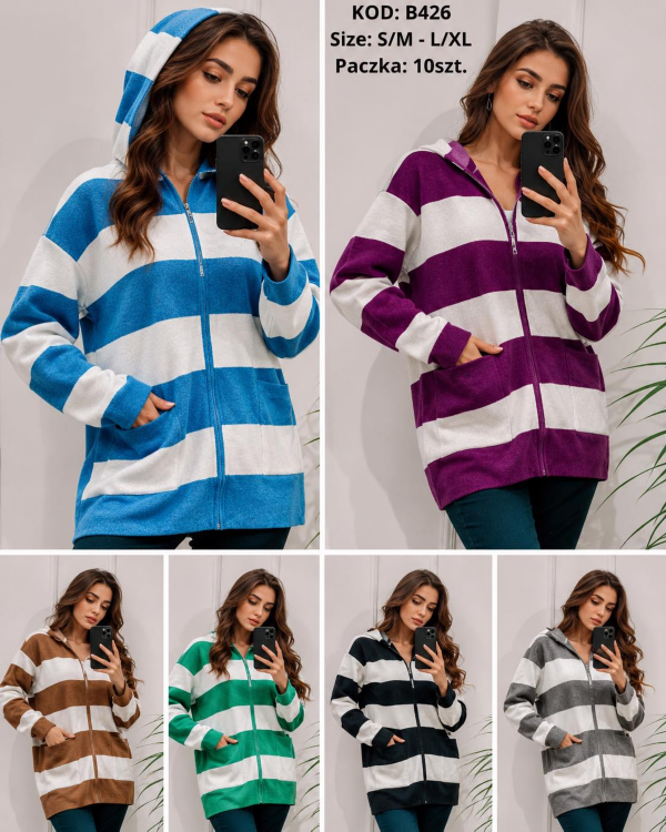 Bluzy damskie Roz S/M-L/XL , 1 Kolor .Paczka 10 szt