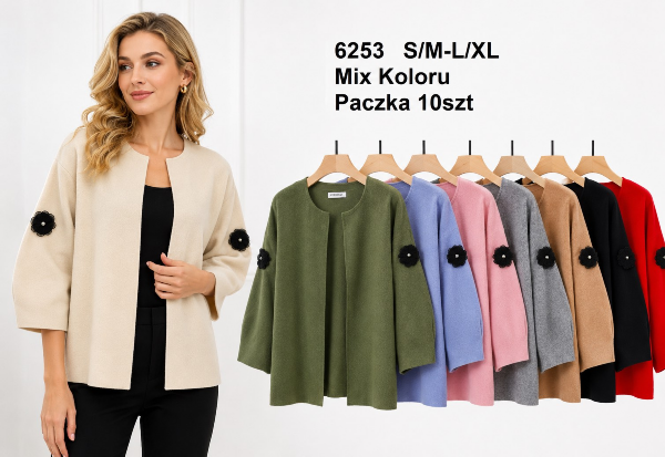 Narzutka damska Roz S/M-L/XL , 1 Kolor .Paczka 10 szt