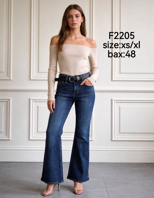 Spodnie damskie jeansy Roz XS-XL, 1 Kolor Paczka 12 szt
