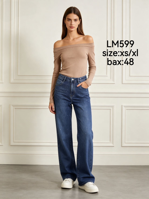 Spodnie damskie jeansy Roz XS-XL, 1 Kolor Paczka 12 szt