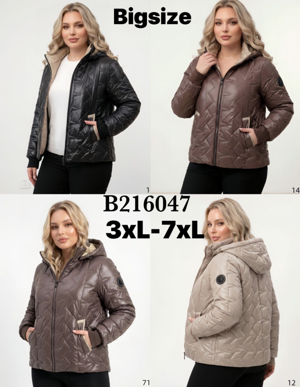 Kurtki damskie cienki Roz 3XL-7XL, 1 Kolor Paczka 5 szt