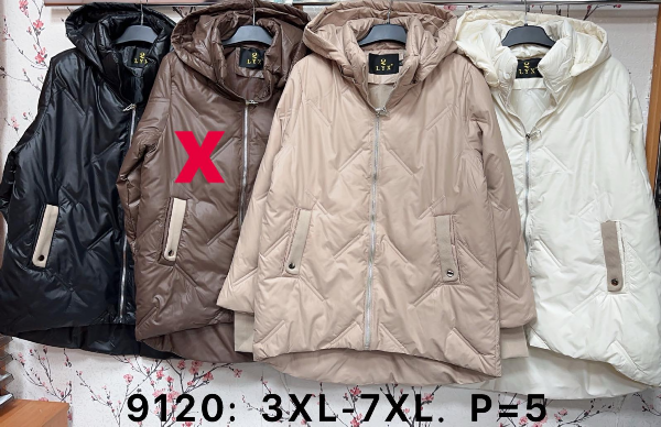 Kurtki damskie cienki Roz 3XL-7XL, 1 Kolor Paczka 5 szt