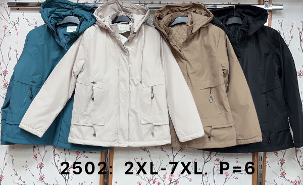 Kurtki damskie cienki Roz 2XL-7XL, 1 Kolor Paczka 6 szt