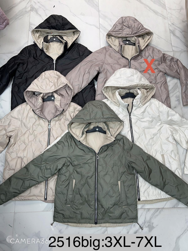 Kurtki damskie cienki Roz 3XL-7XL, 1 Kolor Paczka 5 szt