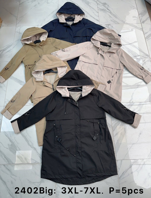 Kurtki damskie cienki Roz 3XL-7XL, 1 Kolor Paczka 5 szt