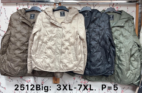 Kurtki damskie cienki Roz 3XL-7XL, 1 Kolor Paczka 5 szt