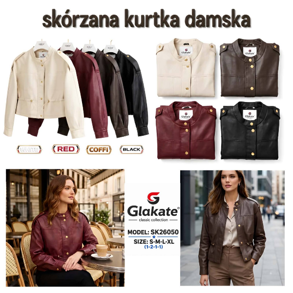 Kurtki damskie skórzana Roz S/M-L/XL , 1 Kolor Paczka 5 szt