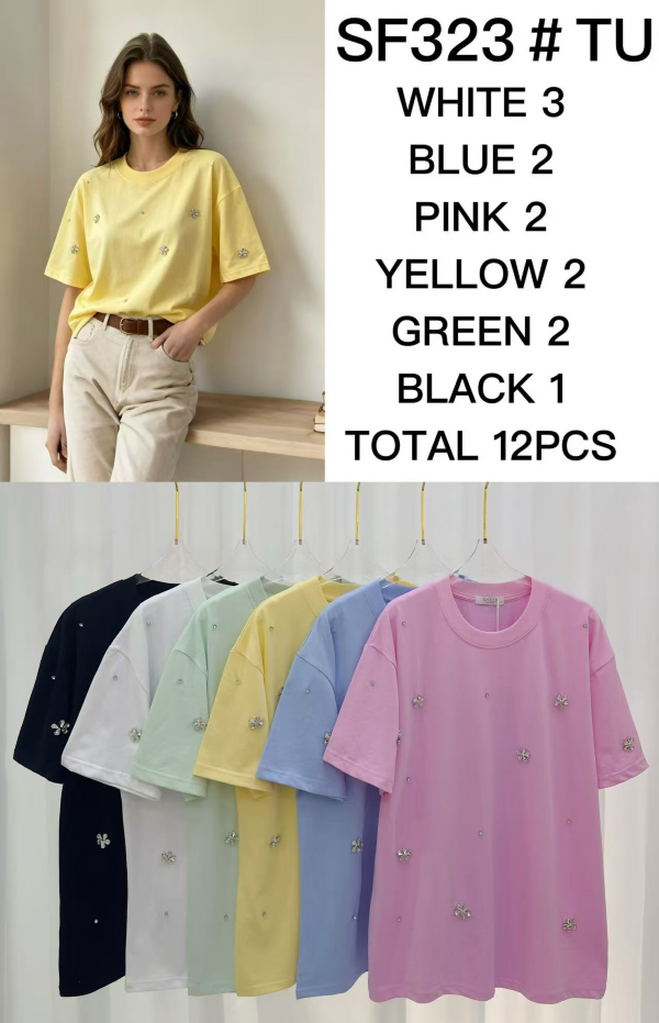 Bluzki damskie Roz Standard, Mix Kolor Paczka 12 szt