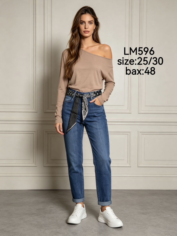 Spodnie damskie jeansy Roz 25-30, 1 Kolor Paczka 12 szt