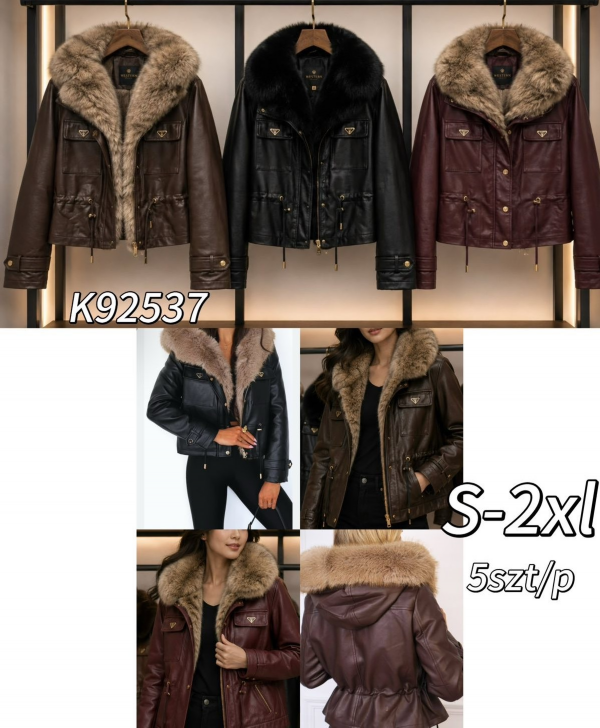 Kurtki damskie skórzana Roz S-2XL, 1 Kolor Paczka 5 szt 1