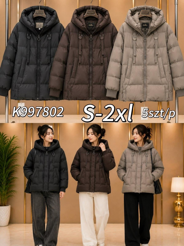 Kurtki damskie zimowe Roz S-2XL, 1 Kolor Paczka 5 szt 1