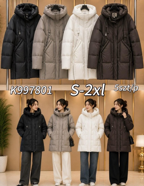 Kurtki damskie zimowe Roz S-2XL, 1 Kolor Paczka 5 szt