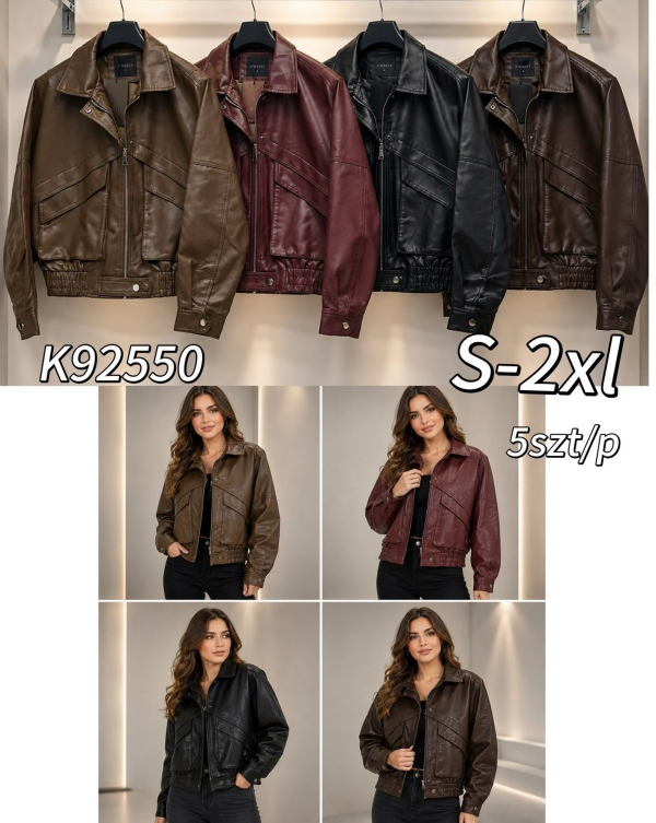 Kurtki damskie skórzana Roz S-2XL, 1 Kolor Paczka 5 szt