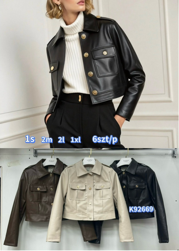Kurtki damskie skórzana Roz S/M-L/XL, 1 Kolor Paczka 6 szt