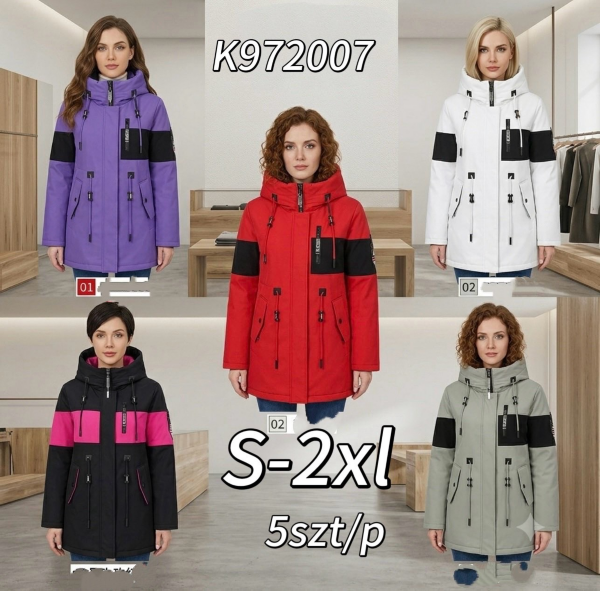 Kurtki damskie zimowe Roz S-2XL, 1 Kolor Paczka 5 szt