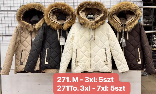 Kurtki damskie cienki Roz M-3XL, 1 kolor Paczka 5 szt