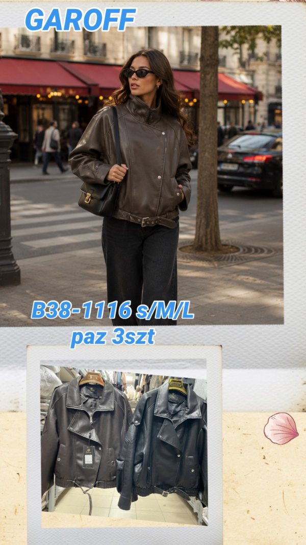 Kurtki damskie skórzana Roz S-M-L, 1 Kolor Paczka 3 szt