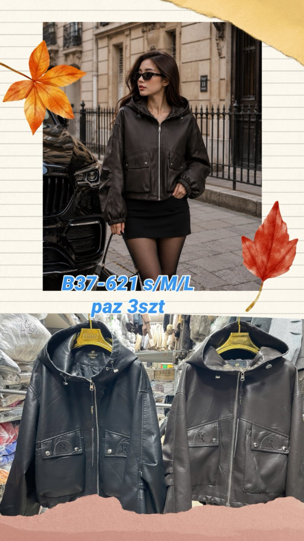 Kurtki damskie skórzana Roz S-M-L, 1 Kolor Paczka 3 szt 1