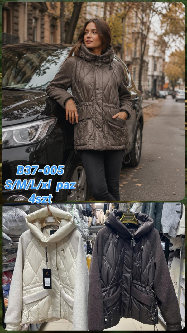 Kurtki damskie zimowe Roz S-M-L, 1 Kolor Paczka 4 szt