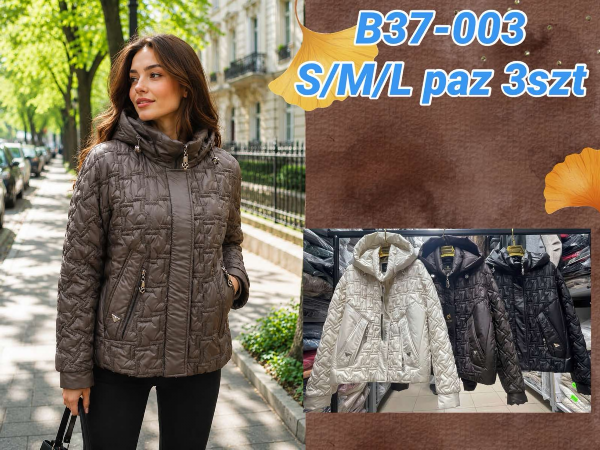 Kurtki damskie zimowe Roz S-M-L, 1 Kolor Paczka 3 szt