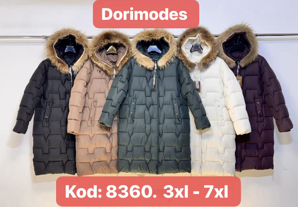 Kurtki damskie cienki Roz 3XL-7XL, 1 kolor Paczka 5 szt