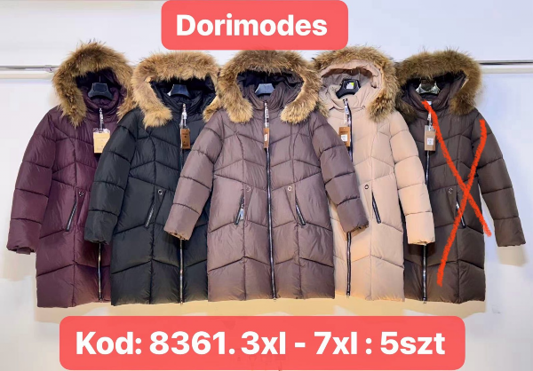 Kurtki damskie cienki Roz 3XL-7XL, 1 kolor Paczka 5 szt