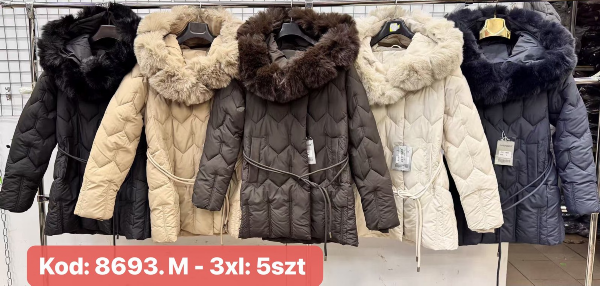 Kurtki damskie cienki Roz M-3XL, 1 kolor Paczka 5 szt