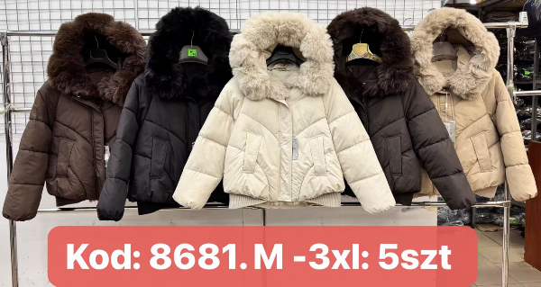 Kurtki damskie cienki Roz M-3XL, 1 kolor Paczka 5 szt