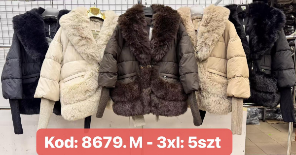 Kurtki damskie cienki Roz M-3XL, 1 kolor Paczka 5 szt