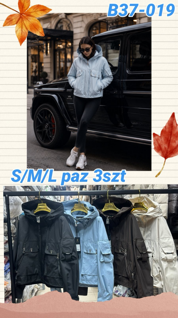 Kurtki damskie cienki Roz S-M-L, 1 Kolor Paczka 3 szt