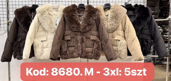 Kurtki damskie cienki Roz M-3XL, 1 kolor Paczka 5 szt