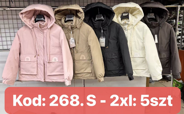 Kurtki damskie cienki Roz S-2XL, 1 kolor Paczka 5 szt